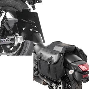 Set: Kennzeichenhalter seitlich für Honda Rebel 500 17-21 schwarz Craftride + Satteltaschen für Honda Rebel 500 Craftride SC3 je 18Ltr schwarz_1