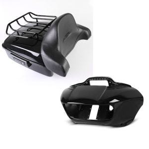 Set: Topcase Chopped passend für Harley Davidson Road Glide 15-22 CB3 schwarz Craftride + Frontverkleidung Innen-Aussen passend für Harley Davidson Road Glide, Special, Ultra 15-23 schwarz Craftride