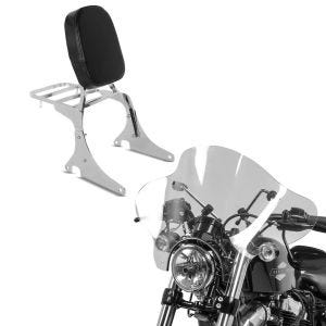 Set: Sissybar Kawasaki VN 800 / Classic Craftride Driver-L inkl. Gepäckträger chrom + Windschild Batwing Kawasaki VN 800 94-99 klar Craftride_1