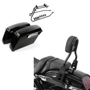 Set: Seitenkoffer Set für Harley Dyna Fat Bob 08-17 DY1 Craftride + Sissybar Harley Davidson Dyna Fat Bob 10-17 Craftride Fast Driver-M schwarz_1