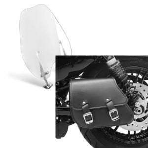 Set: Windschild Abnehmbar für Harley-Davidson Sportster 883 Iron 09-20 Craftride + Schwingentasche + Halter für Harley Sportster 883 Iron 09-20 Craftride_1
