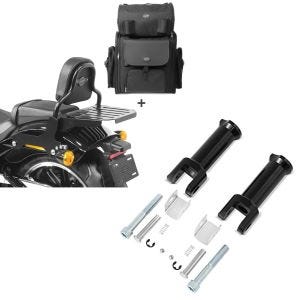 Set: Sissybar + Hecktasche für Harley Softail Low Rider / S 18-21 abnehmbar mit Gepäckträger Craftride CSS + Sozius Fussrasten-Halter für Harley Davidson Softail 18-21 Craftride schwarz_1