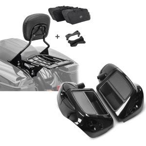 Set: Sissybar + Gepäckträger + Seitenkoffer Innentaschen AW für Harley Street Glide Special 15-19 schwarz Craftride + Beinschild für Harley Davidson Street Glide Special 15-21 Craftride belüftet schwarz_1