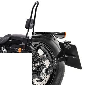 Set: Sissy Bar CSXL Fix für Harley Sportster 883 Iron 09-20 mit Gepäckträger schwarz Craftride + Seitlicher Kennzeichenhalter für Harley Sportster 883 Iron 09-20 Craftride schwarz_1