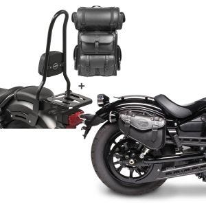 Set: Sissybar XL3 + Hecktasche LX für Honda Rebel 500 17-21 mit Gepäckträger Craftride + Satteltasche Honda Rebel 500 Craftride Arizona 3Ltr rechts in schwarz_1