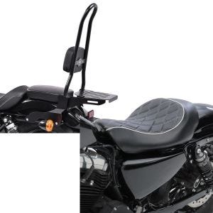Set: Sissy Bar CSXL Fix für Harley Sportster 883 Iron 09-20 mit Gepäckträger schwarz Craftride + Solo Sitz für Harley Sportster 883 Iron 09-20 Craftride SR4 Sitzbank_1