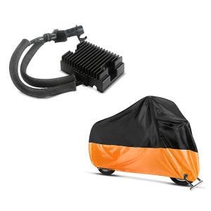 Set: Spannungsregler für Harley-Davidson Sportster 1200 Nightster 09-12 Gleichrichter Laderegler Craftride + Abdeckplane Harley Sportster 1200 Custom / Nightster / Iron Craftride XL in schwarz-orange_1