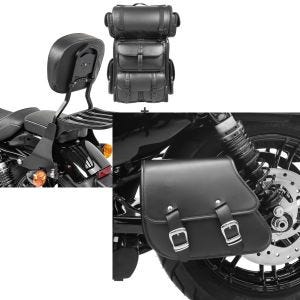 Set: Sissybar SB1 + Hecktasche LX für Harley Sportster 883 Iron 09-20 abnehmbar mit Gepäckträger Craftride schwarz + Schwingentasche + Halter für Harley Sportster 883 Iron 09-20 Craftride_1