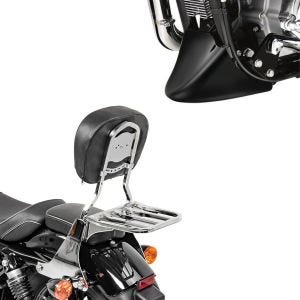 Set: Sissybar Harley Sportster 883 Iron 09-20 Craftride Fast Driver-S inkl. Gepäckträger chrom + Bugspoiler für Harley Sportster 883 Iron 09-20 Craftride_1