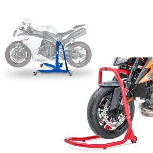 Set: Zentralständer Yamaha YZF-R1 07-14 blau Motorradheber ConStands Power-Classic + Montageständer Yamaha YZF-R1 02-21 Lenkkopfständer V4 ConStands rot_1