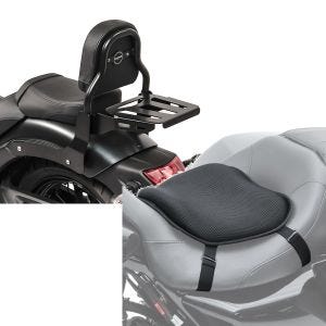 Set: Sissy Bar XS3 für Kawasaki Vulcan S / Café 15-20 mit Gepäckträger schwarz Craftride + Gel Sitzkissen Kawasaki Vulcan S / Café Komfortkissen L Tourtecs schwarz_1
