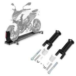 Set: Rangierschiene Harley Softail Low Rider / S ConStands Smart-Mover mit Wippe grau + Sozius Fussrasten-Halter für Harley Davidson Softail 18-21 Craftride schwarz_1