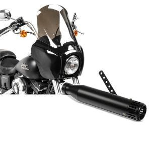 Set: Frontverkleidung für Harley Dyna Low Rider / Street Bob Craftride MG5 mit Scheibe schwarz-rauchgrau + Craftride Endschalldämpfer Harley Dyna Street Bob Auspuff Straight schwarz_1
