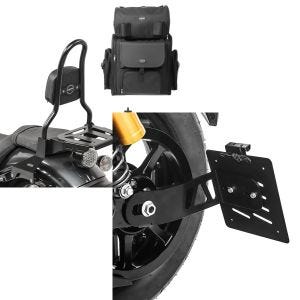 Set: Sissybar M3 + Hecktasche für Yamaha XV 950 / R 14-20 mit Gepäckträger Craftride + Seitlicher Kennzeichenhalter für Yamaha XV 950 / R 14-20 Craftride schwarz_1