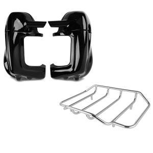 Set: Beinschild für Harley Davidson Electra Glide Ultra Classic 89-13 Craftride belüftet schwarz + Gepäckträger für Harley-Davidson Electra Glide Ultra Classic chrom Craftride_1