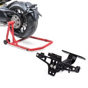 Set: Einarmständer Triumph Speed Triple / R 97-20 Montageständer ConStands Single-Classic rot + Kennzeichenhalter für Triumph Speed Triple / R / RS / S Nummernschildhalter Zaddox NH2_1