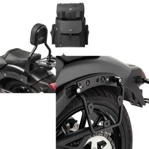 Set: Sissybar CL3 + Hecktasche für Kawasaki Vulcan S / Café 15-20 mit Gepäckträger Craftride + Satteltaschenhalter für Kawasaki Vulcan S / Café 15-20 links Satteltaschen Abstandshalter Craftride_1
