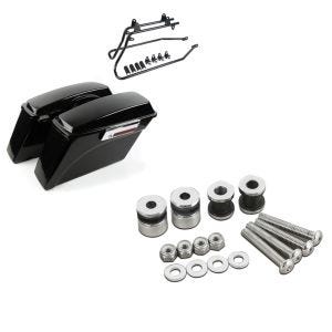 Set: Seitenkoffer für Harley Davidson Fat Boy 90-17 Craftride inkl. Kofferträger schwarz + Anbausatz Docking Hardware Kit für Harley-Davidson Fat Boy 90-99 Craftride_1