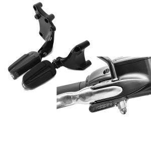 Set: Sozius Fußrasten für Harley Sportster Forty-Eight 48 Special 18-20 Craftride mit Halter in schwarz + LED Lenkerblinker für Harley Davidson Sportster Forty-Eight 48 / Special Lumitecs Blinker M2 getönt_1