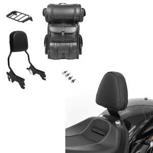 Set: Sissybar + Hecktasche LX für Harley Breakout / 114 18-20 R1 mit Gepäckträger schwarz Craftride + Fahrer Sissybar für Harley Davidson Breakout / 114 18-21 Fahrer Rückenlehne Craftride_1