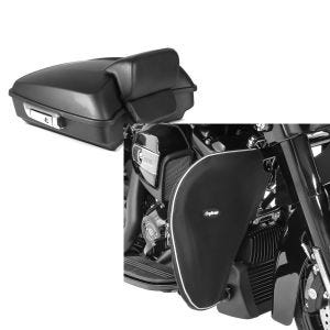 Set: Topcase für Harley Street Glide 14-21 Craftride Razor GB4 schwarz-matt + Sturzbügel Spritzschutz für Harley Street Glide 06-21 Beinwärmer Craftride_1