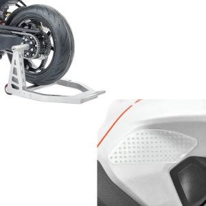 Set: Einarm Montageständer hinten für Ducati Panigale V2 20-21 Constands SC1 Alu Motorradständer + Seiten Tankpad Grip Pad M für Ducati Panigale V2_1