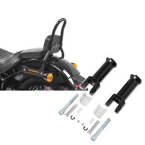 Set: Sissybar S für Harley Davidson Softail Slim 18-21 SRL schwarz Craftride + Sozius Fussrasten-Halter für Harley Davidson Softail 18-21 Craftride schwarz_1