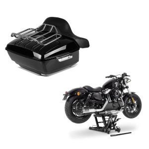 Set: Topcase King OLR für Harley Heritage Softail Classic / 114 schwarz Craftride + Hebebühne Harley Davidson Heritage Softail Classic / 114 ConStands Mid-Lift L in schwarz_1