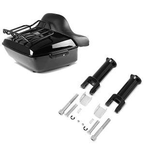 Set: Topcase King NHB für Harley Softail Low Rider / S schwarz Craftride + Sozius Fussrasten-Halter für Harley Davidson Softail 18-21 Craftride schwarz_1