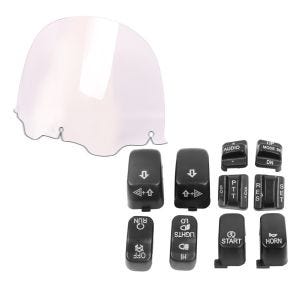 Set: Windschild 12,5" für Harley Electra Glide Ultra Classic 96-13 klar Craftride + Lenkerschalter Set Harley Davidson Electra Glide Ultra Classic 96-13 schwarz Craftride_1