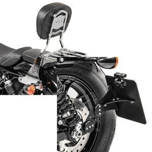 Set: Sissybar Harley Sportster 883 Iron 09-20 Craftride Fast Driver-S inkl. Gepäckträger chrom + Seitlicher Kennzeichenhalter für Harley Sportster 883 Iron 09-20 Craftride schwarz_1