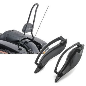 Set: Sissybar für Harley Davidson CVO Street Glide 14-21 Craftride SP schwarz + Seitlicher Windabweiser für Harley CVO Street Glide 14-21 schwarz Craftride_1