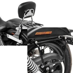 Set: Sissybar Harley Dyna Wide Glide 06-17 Craftride Fast Driver-M Flex inkl. Gepäckträger chrom + Satteltaschenhalter für Harley Dyna Wide Glide 93-17 links-rechts Craftride_1