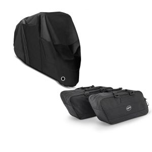 Set: Abdeckplane Harley Electra Glide Ultra Classic / Limited Craftride XXXXL in schwarz + Koffer Innentaschen für Harley Electra Glide Ultra Limited 09-21 Craftride BG1 Paar_1