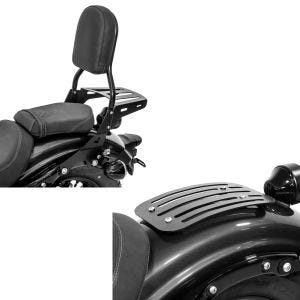 Set: Sissybar Yamaha XV 950 / R 14-20 Craftride Fast Driver-M inkl. Gepäckträger schwarz + Gepäckträger für Yamaha XV 950 / R 14-20 Solo Rack L1 Gepäckbrücke Craftride_1