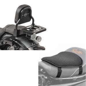 Set: Sissy Bar XS3 für Yamaha XV 950 / R 14-20 mit Gepäckträger schwarz Craftride + Gel Sitzkissen Yamaha XV 950 / R Komfortkissen M Tourtecs schwarz_1
