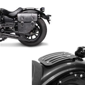 Set: Satteltasche Yamaha XV 950 / R / Racer Texas Craftride 10Ltr links in schwarz + Gepäckträger für Yamaha XV 950 / R 14-20 Solo Rack L1 Gepäckbrücke Craftride_1