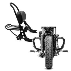 Set: Sissybar Harley Davidson Sportster Forty-Eight 48 10-20 Craftride Fast Rider-M inkl. Gepäckträger schwarz + Sturzbügel Mustache für Harley Sportster Forty-Eight 48 10-20 schwarz Craftride_1