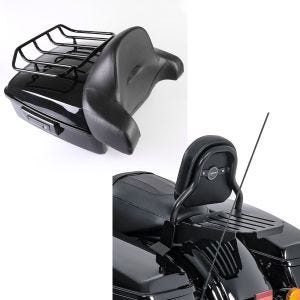 Set: Topcase Chopped für Harley Street Glide 14-21 CB3 schwarz Craftride + Sissy Bar CXS Fix für Harley Street Glide 14-21 mit Gepäckträger schwarz Craftride_1