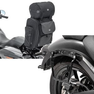 Set: Sissybar Tasche für Kawasaki Vulcan S / Café Hecktasche Craftride SXL mit Gepäckrolle + Satteltaschenhalter für Kawasaki Vulcan S / Café 15-20 rechts Satteltaschen Abstandshalter Craftride_1