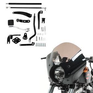 Set: Vorverlegte Fussrastenanlage für Harley Dyna Modelle 06-17 Craftride RR1 + Verkleidung für Harley Dyna 06-17 / Sportster Forty-Eight 48 16-18 Lampenmaske Craftride Gauntlet MG4_1