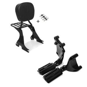 Set: Sissybar für Harley Davidson Sportster Forty-Eight 48 Special 18-20 Craftride inkl. Gepäckträger und Docking Kit schwarz + Sozius Fussrasten Set +kit für Harley Sportster Forty-Eight 48 Special 18-20 BL1 Craftride_1