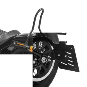 Set: Sissybar für Harley Davidson Softail 18-21 Craftride Tampa S schwarz + Seitlicher Kennzeichenhalter für Harley Softail Slim (FLSL) 18-21 Craftride S schwarz_1