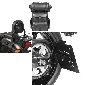 Set: Sissybar XS3 + Hecktasche LX für Kawasaki Vulcan S / Café 15-20 mit Gepäckträger Craftride + Kennzeichenhalter seitlich M für Kawasaki Vulcan S / Café 15-21 schwarz Craftride_1