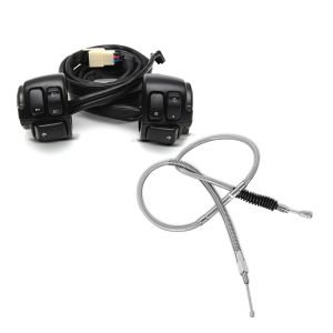 Set: Lenkerschalter für Harley Davidson Sportster 883 96-10 Lenkerarmatur schwarz Craftride + Kupplungszug für Harley Sportster 883 86-09 Edelstahl/Nylon 150cm Craftride_1