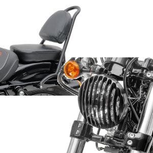 Set: Sissy Bar RPS für Harley Davidson Sportster Forty-Eight 48 10-20 schwarz Craftride + Scheinwerfer Grill Harley Sportster Forty-Eight 48 10-20 schwarz von Craftride_1