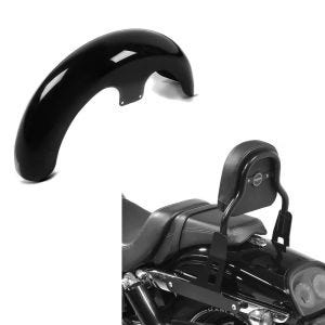 Set: Front-Fender 21" Wrap für Harley Dyna Fat Bob schwarz Craftride + Sissy Bar CSS Fix für Harley Dyna Fat Bob 10-17 schwarz Craftride_1