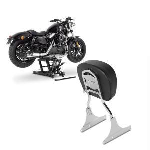 Set: Hebebühne Harley Davidson Heritage Softail Classic / 114 ConStands Mid-Lift L in schwarz + Sissybar Harley Heritage Softail Classic 88-17 Craftride Driver-S chrom_1