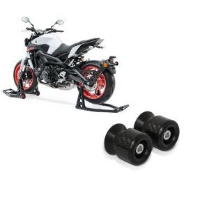 Set: Béquille d'Atelier moto Set Constands Arrière Avant Lève Stand SBL + Protection Bras Oscillant-Diabolos pour béquille M6-8 carbon