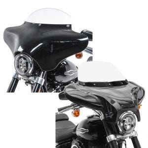 Set: Batwing Verkleidung mit Windschild M passend für Harley Davidson BW8 schwarz-klar Craftride + Batwing Verkleidung für Chopper und Custombikes Craftride mit Windschild